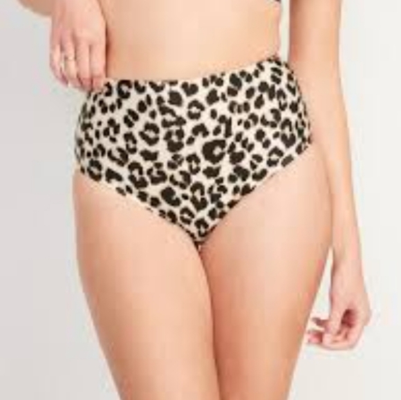 OLD NAVY High Waist Full Coverage Leopard Print Bikini Bottoms. Size S NWT - Picture 2 of 9